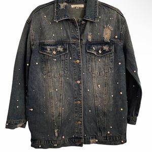 Jean jacket with pearls
